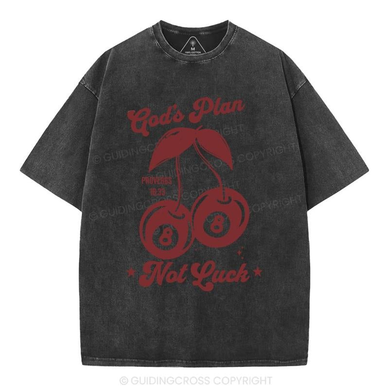 [ Mineral Wash ] God's Plan Not Luck Christian Washed Shirt Jesus Graphic Washed Style Shirt Hoodie, Sweatshirt