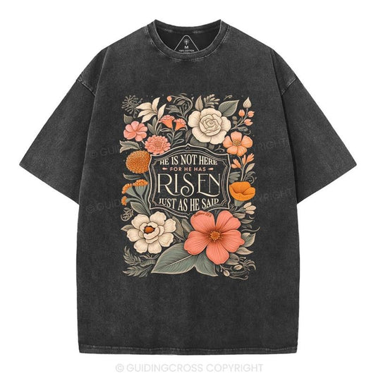 [ Mineral Wash ] He Is Not Here He Is Risen Christian Washed Shirt Jesus Graphic Washed Style Shirt Hoodie, Sweatshirt