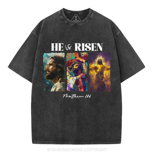 [ Mineral Wash ] He Is Risen Christian Washed TShirt Jesus Graphic Washed Style Shirt Hoodie, Sweatshirt | WearSparks.com