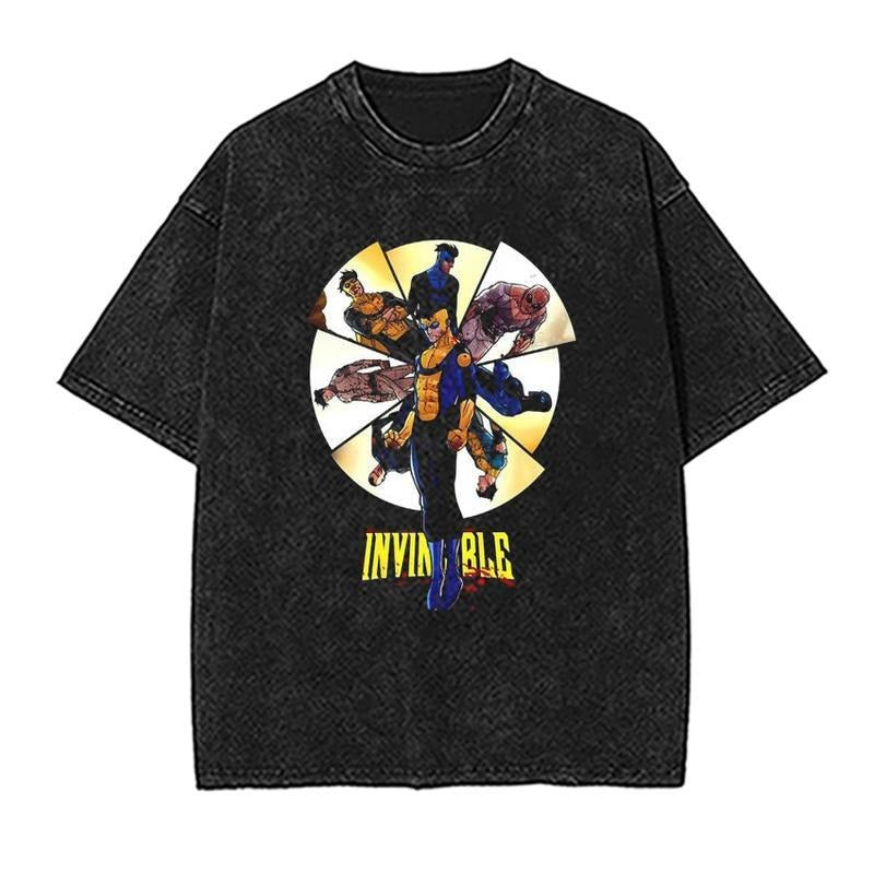 [ Mineral Wash ] Invincible Alternate War Tee, Comics TShirt, Tv Show Comics Washed TShirt Heavyweight Cotton, Unisex...