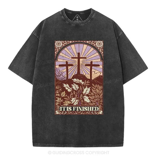 [ Mineral Wash ] It Is Finished Christian Washed Shirt Jesus Graphic Washed Style Shirt Hoodie, Sweatshirt | WearSparks.com