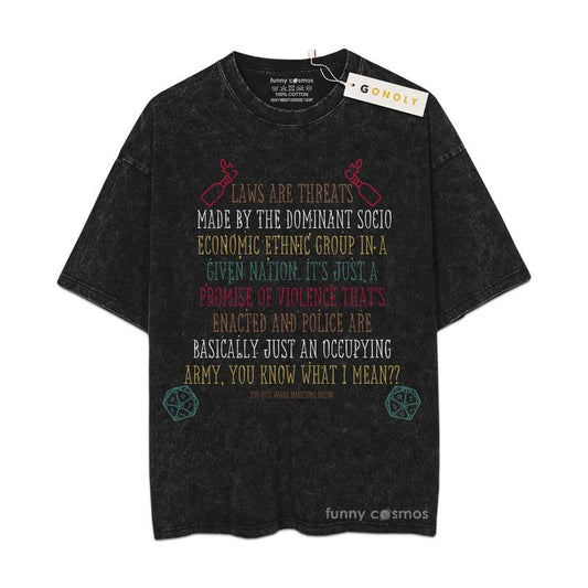 [ Mineral Wash ] Law Are Threats Made By The Dominant Socio Gym Tee, Fan Lovers Streetwear & Washed Gym Style Shirt...