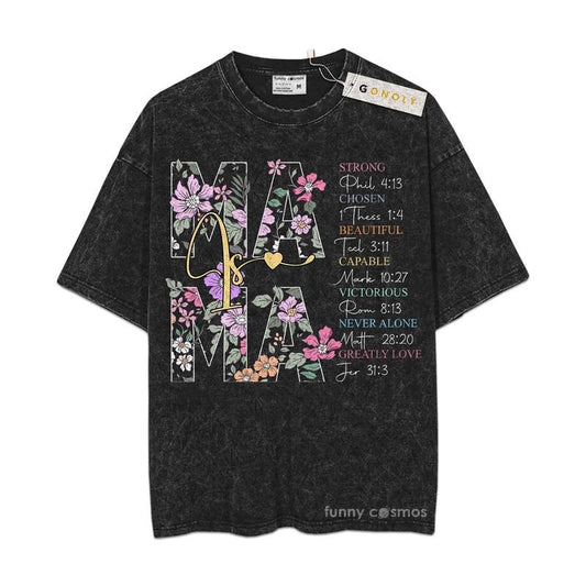 [ Mineral Wash ] Mothers Day Floral Mama Is Christian Bible Shirt Bible Quote, Faith, Religious, Christian Washed...
