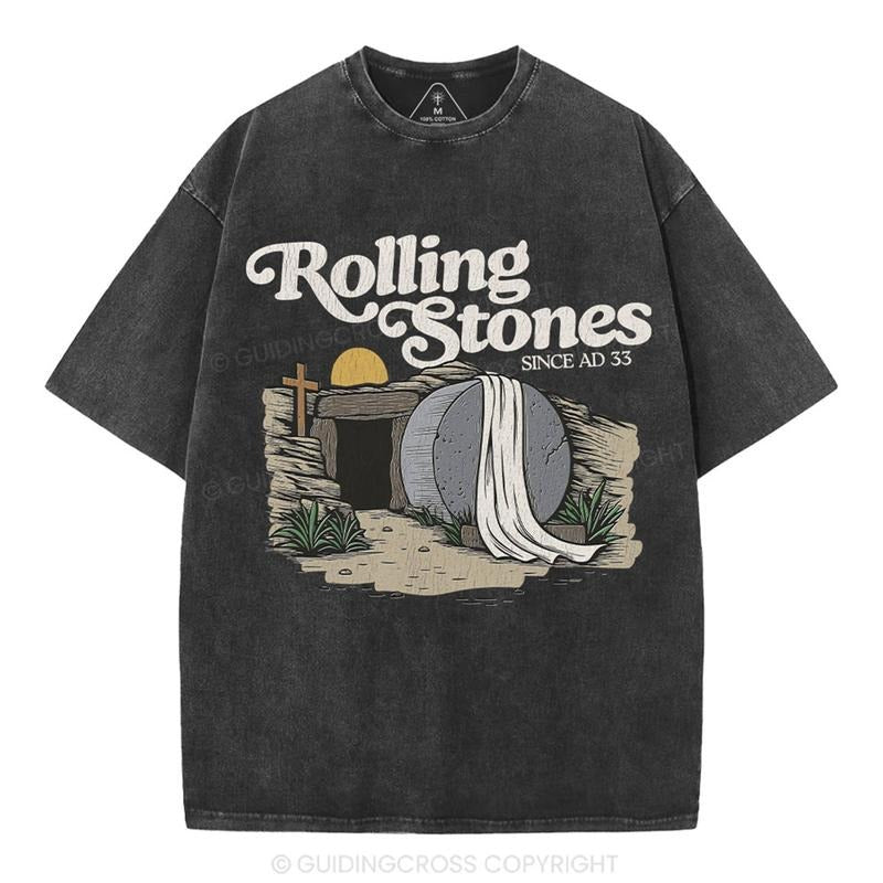 [ Mineral Wash ] Rolling Stone Christian Washed TShirt Jesus Graphic Washed Style Shirt Hoodie, Sweatshirt | WearSparks.com