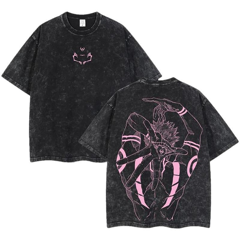 [ Mineral Wash ] Ryomen Sukuna King Of Cursed V2 Jujutsu Kaisen Jjk Unisex Oversize Anime Manga Washed Cotton...