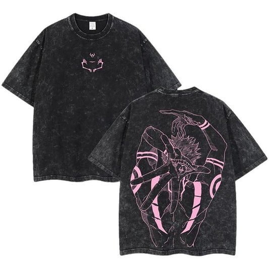 [ Mineral Wash ] Ryomen Sukuna King Of Cursed V2 Jujutsu Kaisen Jjk Unisex Oversize Anime Manga Washed Cotton...