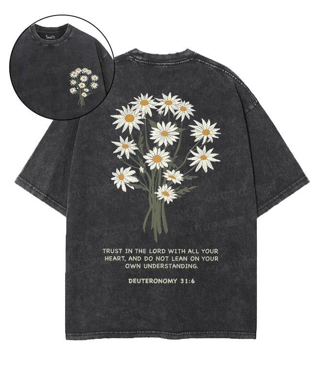 [ Mineral Wash ] Trust In The God Daisy Double Sided Unisex Washed Christian TShirt, 5Xl Vintage Jesus Shirt, Cotton...