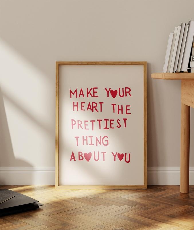 Minimalist Heart Quote Print - Aesthetic Love Wall Art, Feminine Decor, No Frame, Girly Gift, Dorm Room Poster, Birthday...