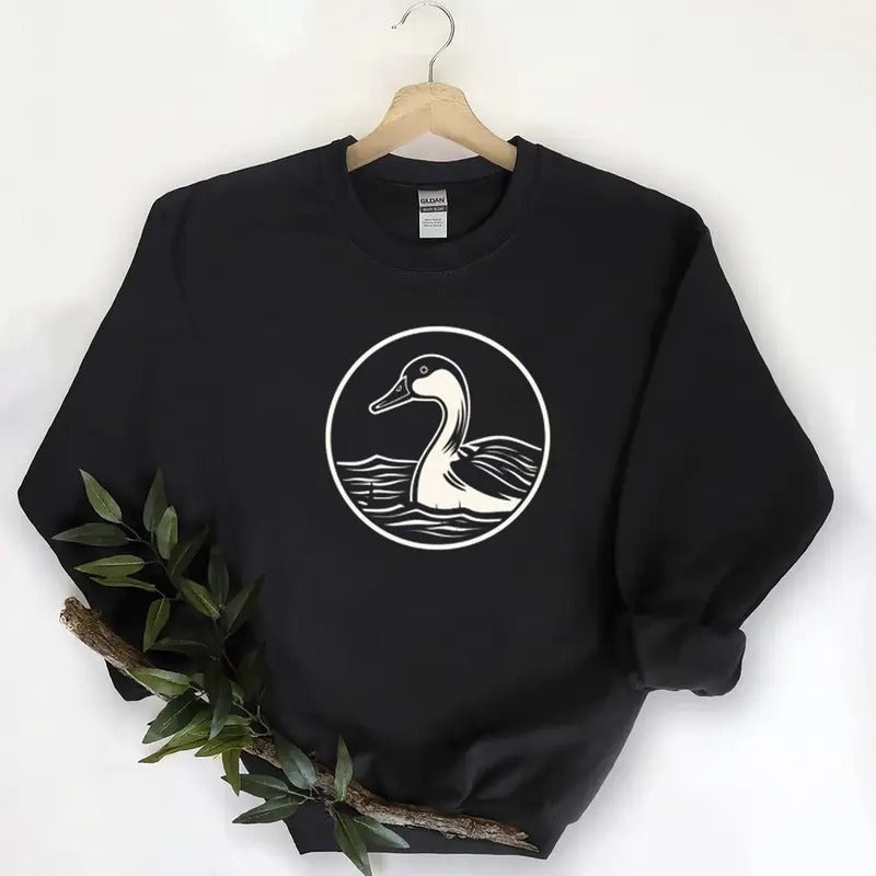 Minimalist Mallard Duck graphic black Unisex Tshirt Sweatshirt Hoodie, for duck hunters, husbands and Mallard duck lovers...
