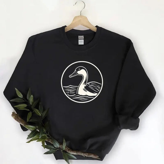 Minimalist Mallard Duck graphic black Unisex Tshirt Sweatshirt Hoodie, for duck hunters, husbands and Mallard duck lovers...