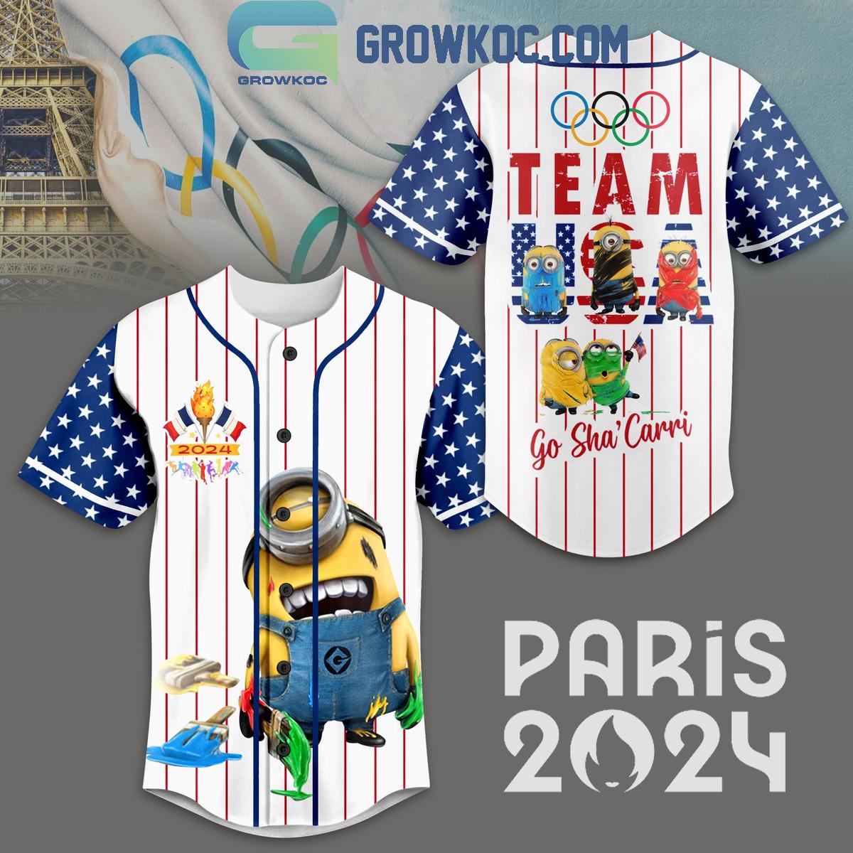 Minions Paris 2024 Olympic Go Sha’Carri Personalized Baseball Jersey