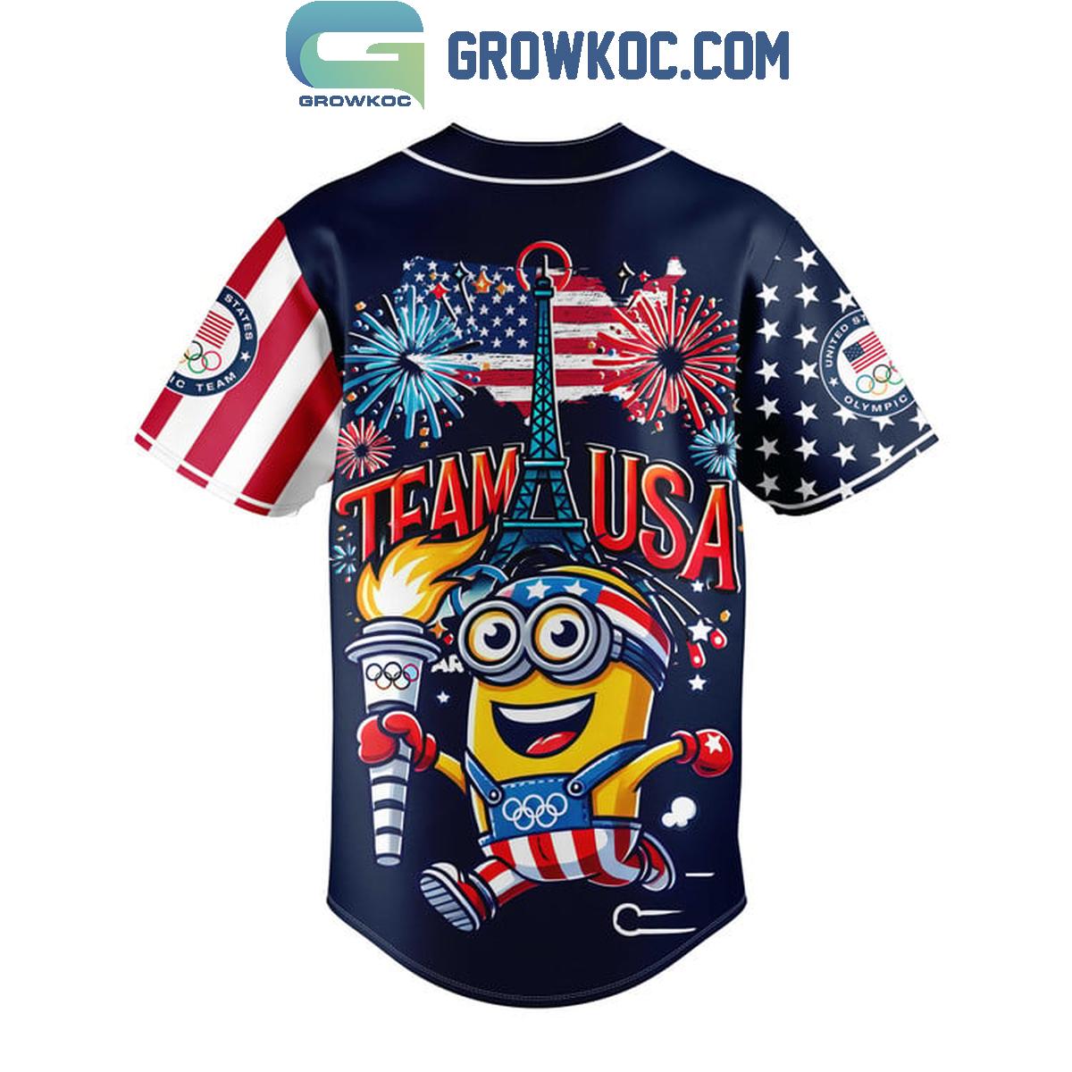 Minions Team USA Olympic Paris 2024 Firework Victory Personalized Baseball Jersey
