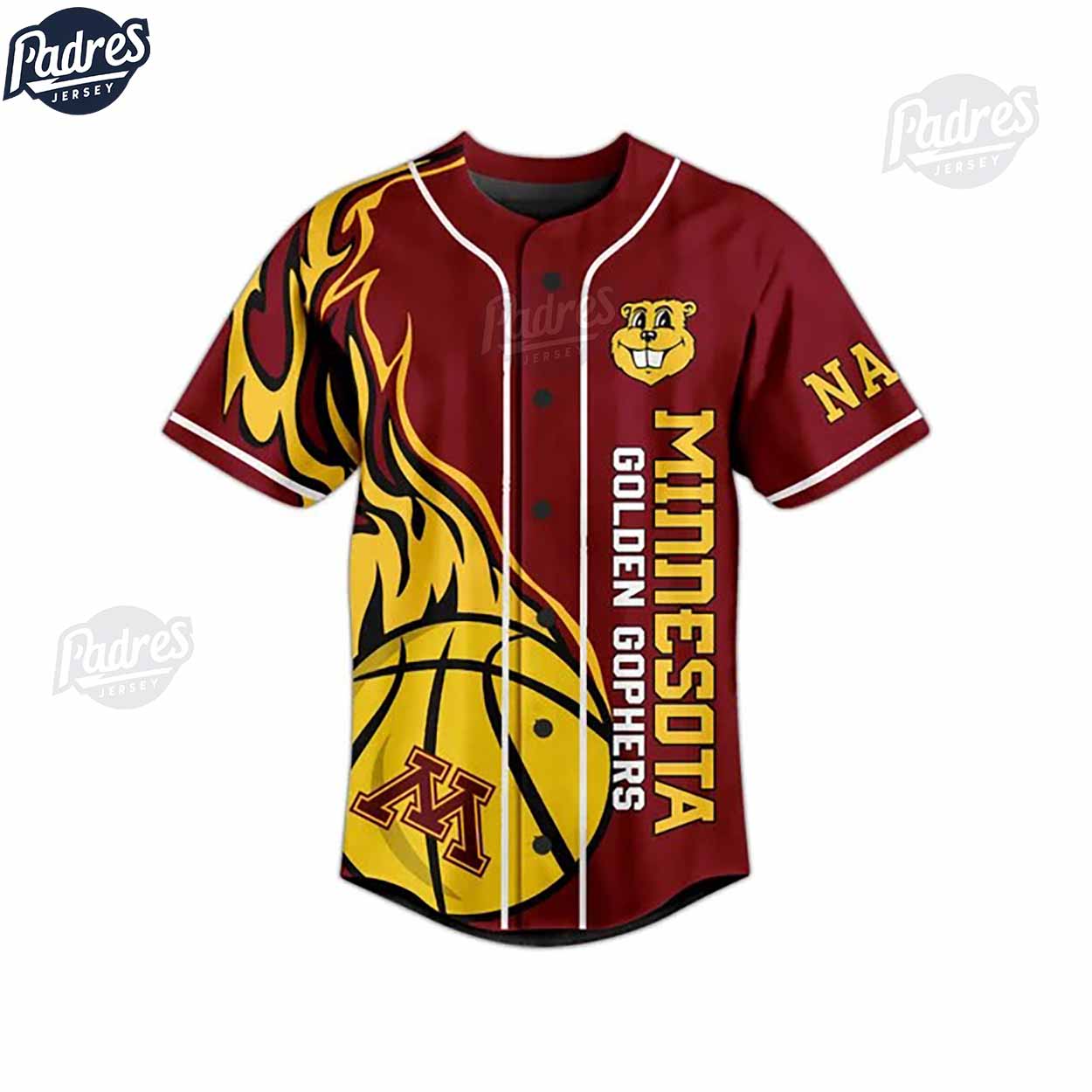 Minnesota Golden Gophers Basketball Team Custom Baseball Jersey - Padres Jersey Oasis: Elevate Your Baseball... (Image 3)