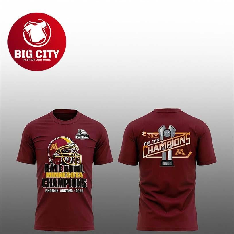 Minnesota Golden Gophers Rate Bowl 2025 Big Ten Champions Two Sided Shirt