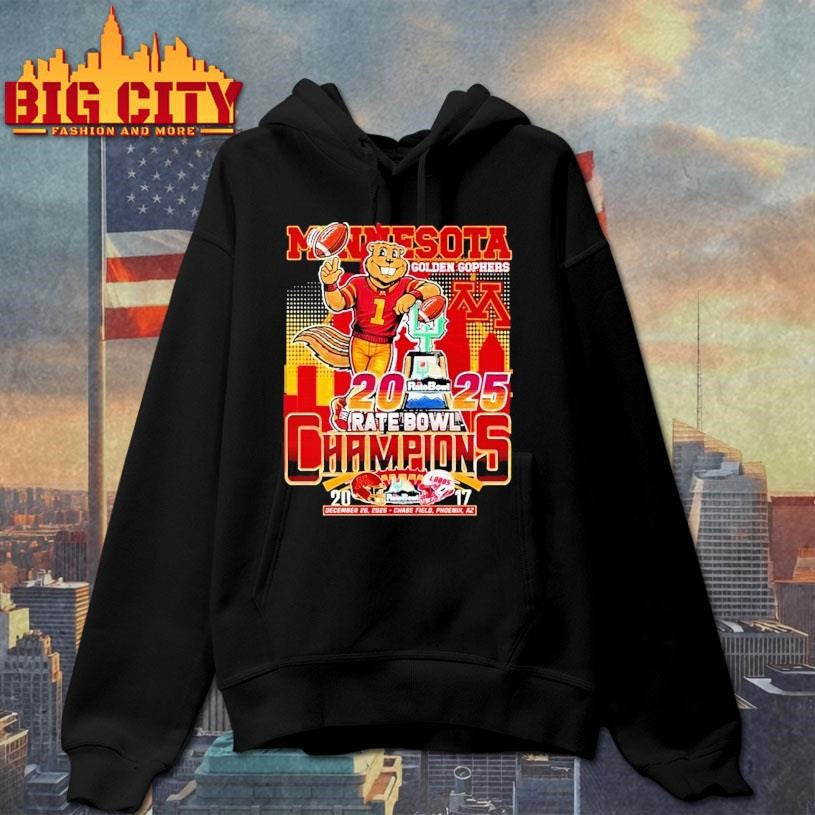 Minnesota Golden Gophers Vs New Mexico Lobos Rate Bowl Champions 2025 Mascot Trophy Shirt