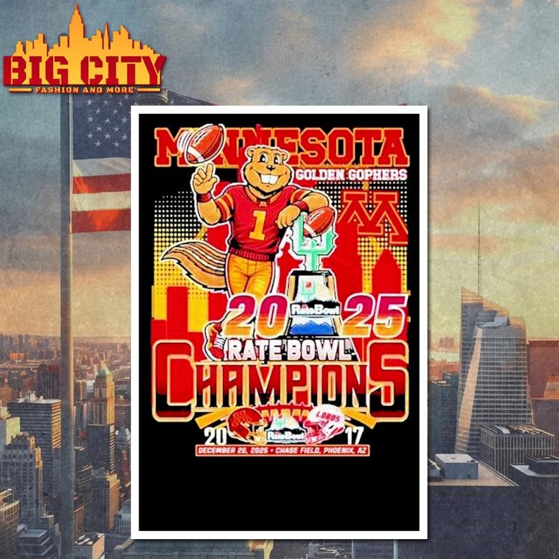 Minnesota Golden Gophers Vs New Mexico Lobos Rate Bowl Champions 2025 Mascot Trophy Shirt