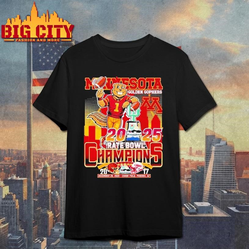 Minnesota Golden Gophers Vs New Mexico Lobos Rate Bowl Champions 2025 Mascot Trophy Shirt