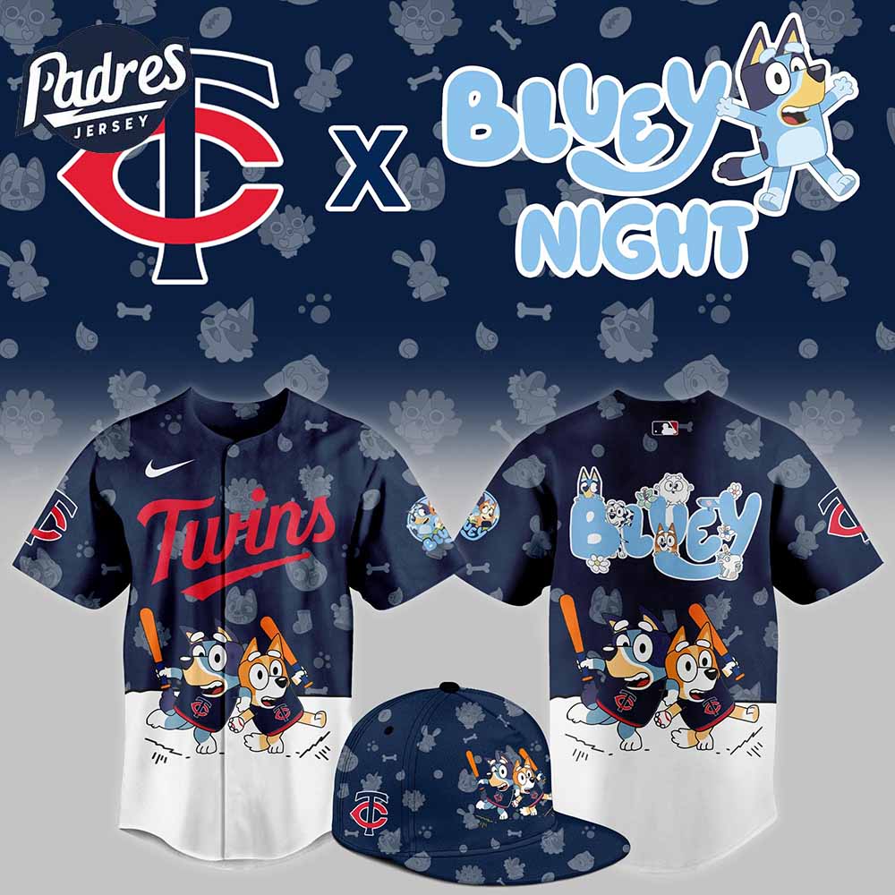 Minnesota Twins Bluey Night Baseball Jersey Outfit - Padres Jersey Oasis: Elevate Your Baseball Style Game... (Image 2)