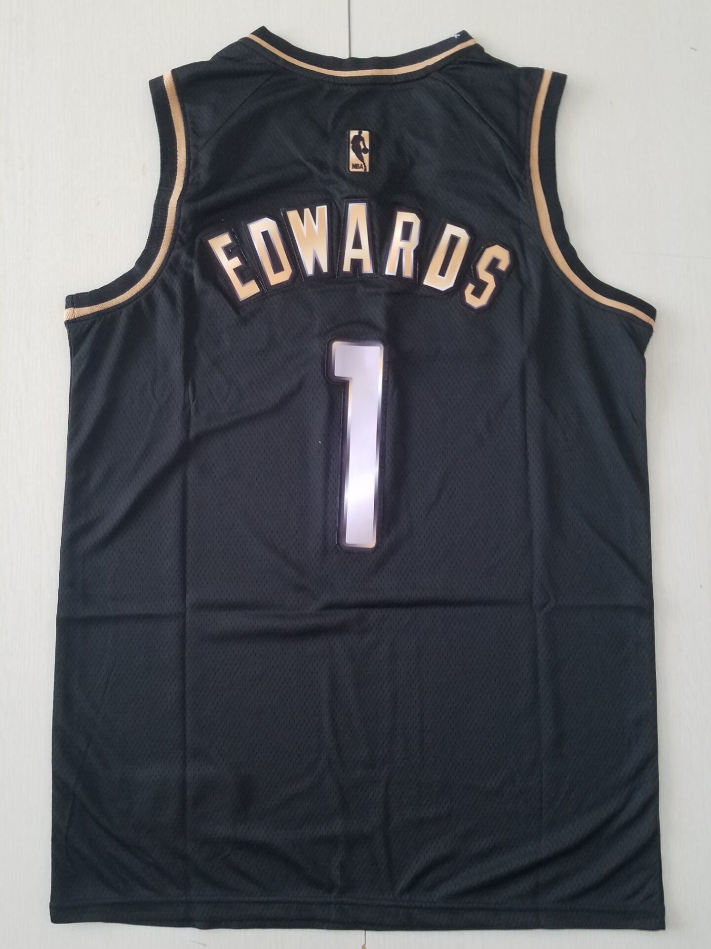 Minnesota Timberwolves #1 Anthony Edwards Timberwolves 1 Black Gold S-XXL Style 1