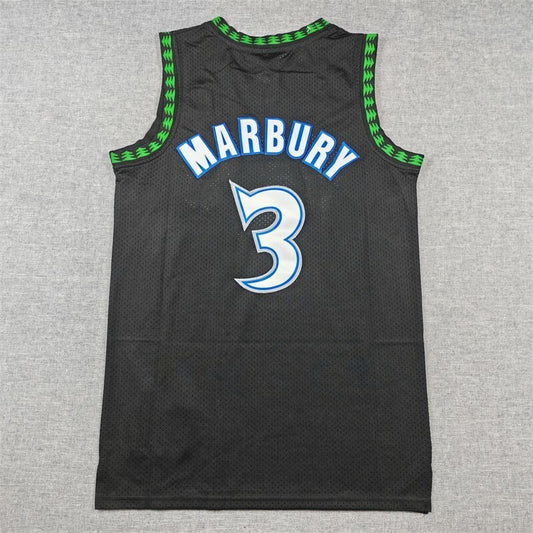 Minnesota Timberwolves #3 Stepeon Marbury Timberwolves 3 Retro Black s-xxl Style 1