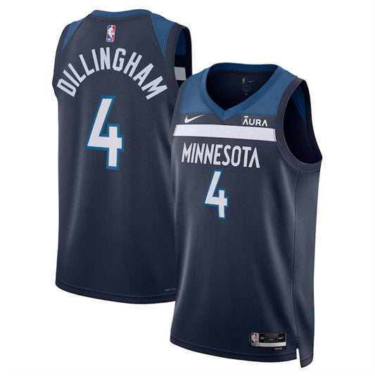 Minnesota Timberwolves #4 Rob Dillingham 2024 Draft Icon Edition Navy 75th