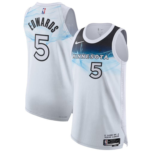 Minnesota Timberwolves #5 Anthony Edwards 202425 Authentic Player Jersey - City Edition - White
