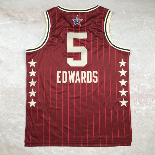Minnesota Timberwolves #5 Anthony Edwards 2024 NBA All-Star Swingman Jersey Hot Press 24 All-Star Red Hot Press S-XXL