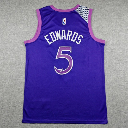 Minnesota Timberwolves #5 Anthony Edwards 26 Timberwolves 5 Purple City Edition Style 3