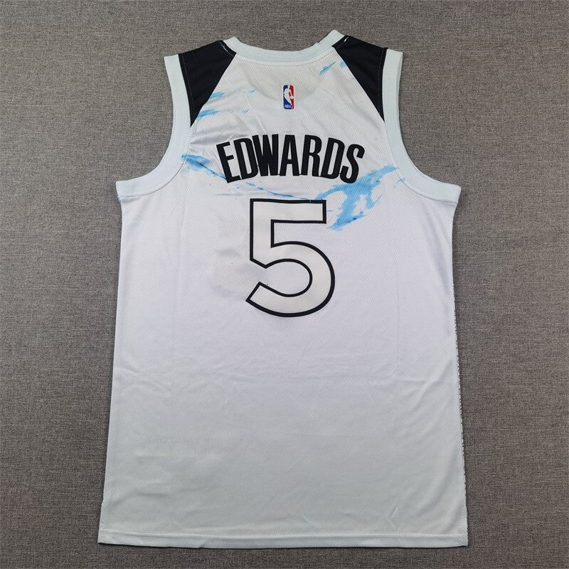 Minnesota Timberwolves #5 Anthony Edwards Timberwolves 5 White City Edition s-xxl Style 1