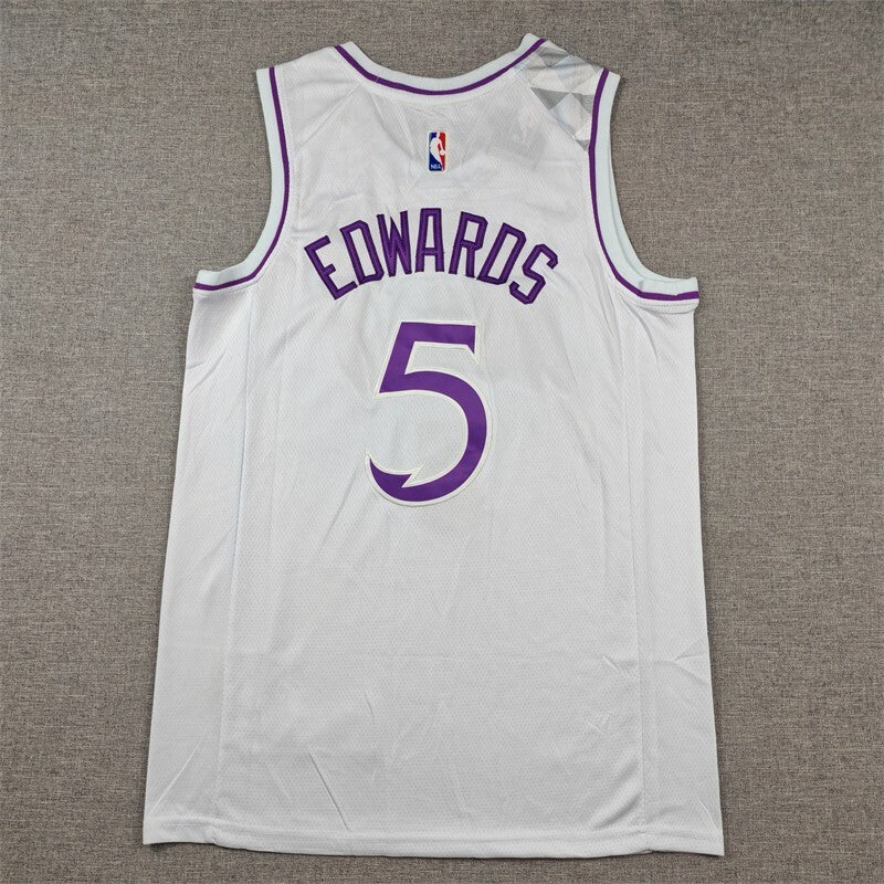 Minnesota Timberwolves #5 Anthony Edwards Timberwolves 5 White Purple s-xxl Style 1