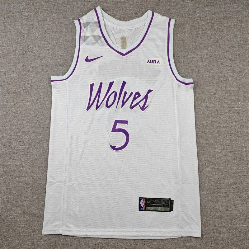 Minnesota Timberwolves #5 Anthony Edwards Timberwolves 5 White Purple s-xxl Style 2