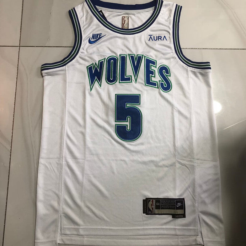 Minnesota Timberwolves #5 Edwards authentic jersey white Style 2