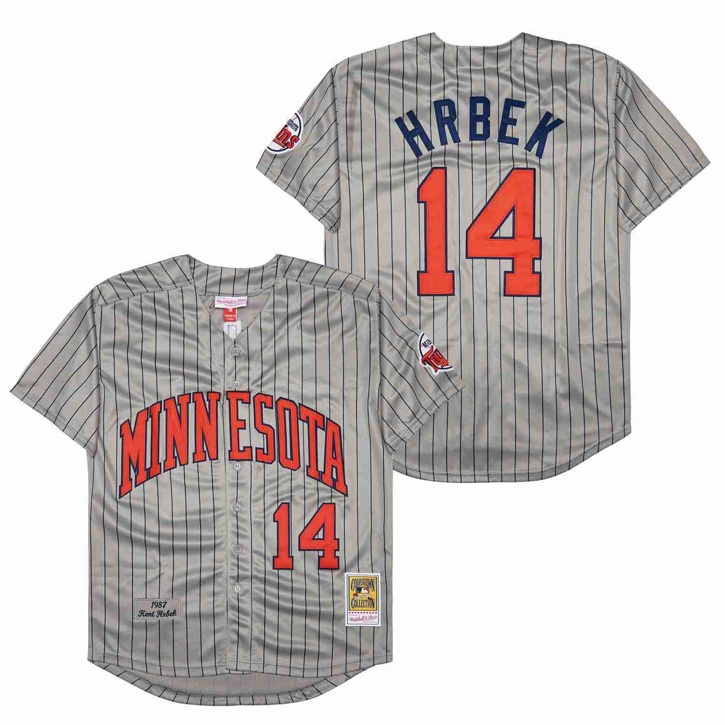 Minnesota Twins #14 Twins 14 Gray Navy 1987 Retro