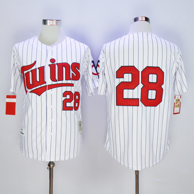 Minnesota Twins #28 Bert Blyleven Twins 28 White Navy Stripe 1991 Retro