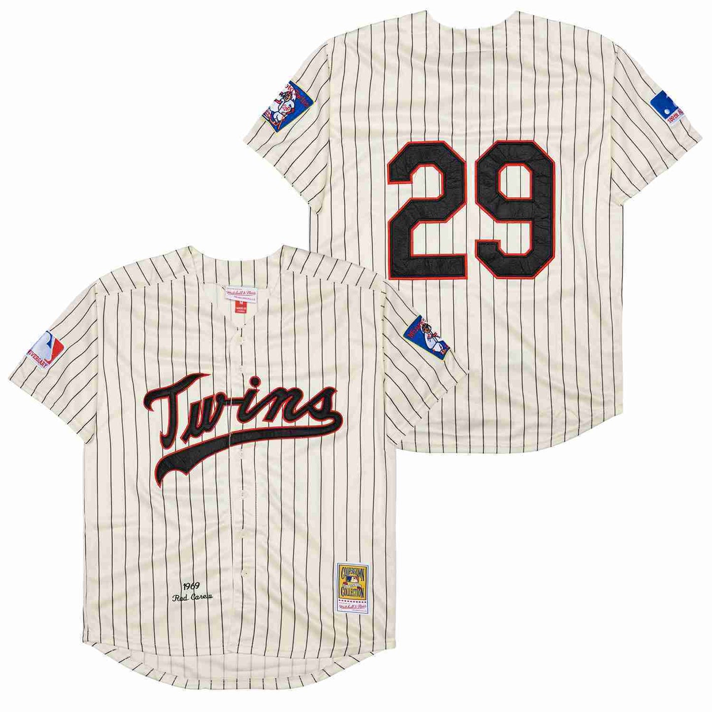 Minnesota Twins #29 Rod Carew Twins 29 Off-White Navy 1969 Retro