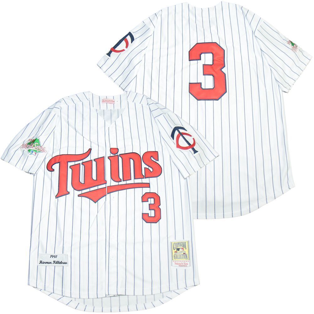 Minnesota Twins #3 Harmon Killebrew Twins 3 White Navy Stripe 1991 Retro Style 3