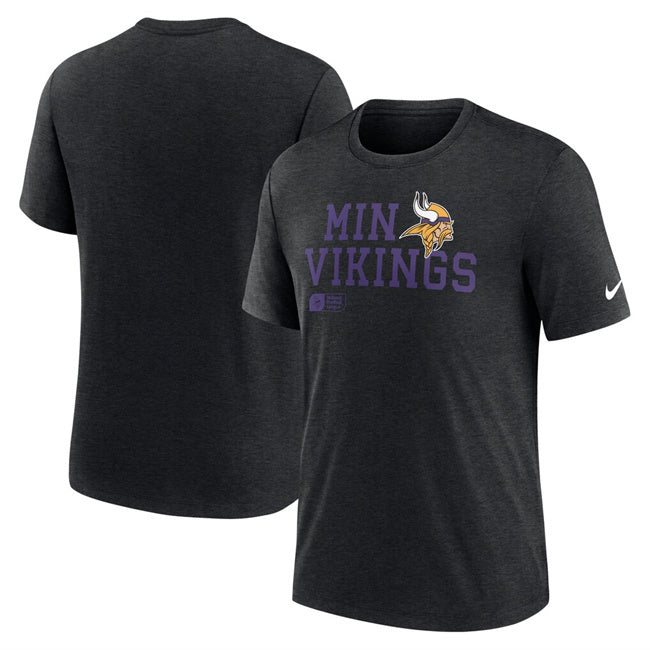 Minnesota Vikings Black Overlap Lockup Tri-Blend T-Shirt