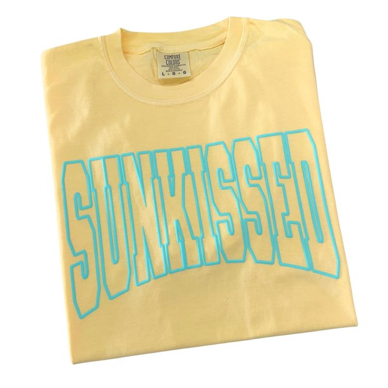 Mint Sunkissed PUFF Letter Comfort Colors T-Shirt Hoodie, Sweatshirt | WearSparks.com