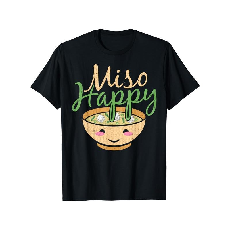 Miso Happy" Fun Food Pun Graphic Tee - 100% Cotton, Casual T-Shirt for All Seasons, Perfect Gift for Men & Women Made in...