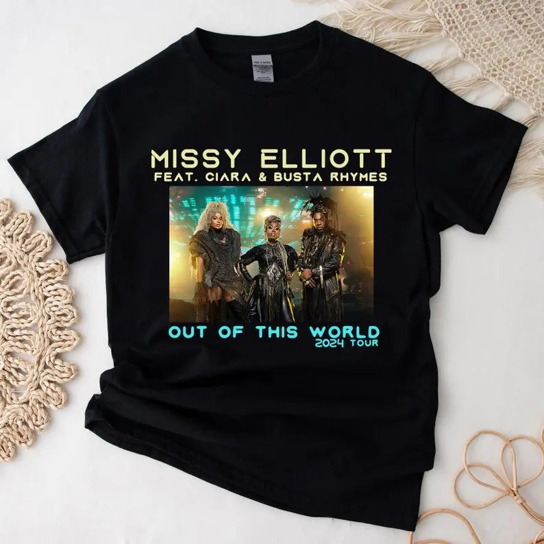 Missy Elliott 2024 Tour Feat Ciara & Busta Concert, Unisex Shirt Graphic Shirt, Anniversary Gift for Fan Hoodie, Sweatshirt