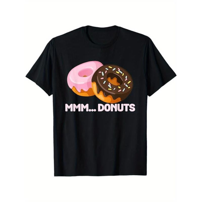 Mmm Donuts Funny Donut Lovers Doughnut Gift T-Shirt, vintage Casual Crew Neck Tee, 100%Cotton, Halloween Thanksgiving...