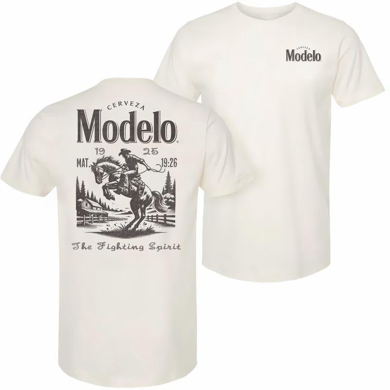 Modelo Cowboy T-Shirt, Vintage Western Beer Tee, The Fighting Spirit Graphic Shirt for Rodeo & Country Lovers Hoodie,...