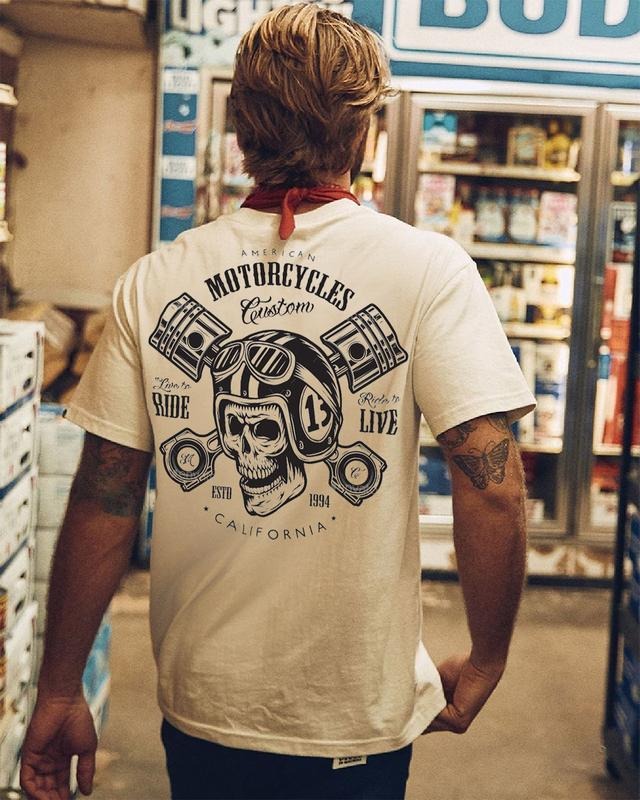 Modern Motorcycles Ride to Live White Back Side Print T-shirt -  Sweatshirt