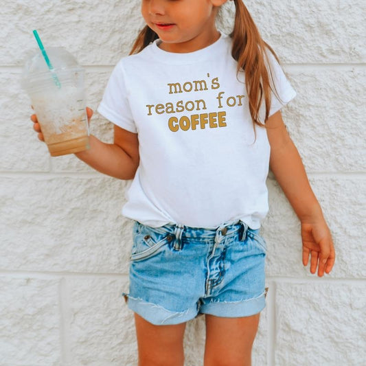 Mom's Reason For Coffee, Toddler T-Shirts & Baby Bodysuits, Graphic Infant Clothes, Cute Baby Shower Gift, Trendy Kids...