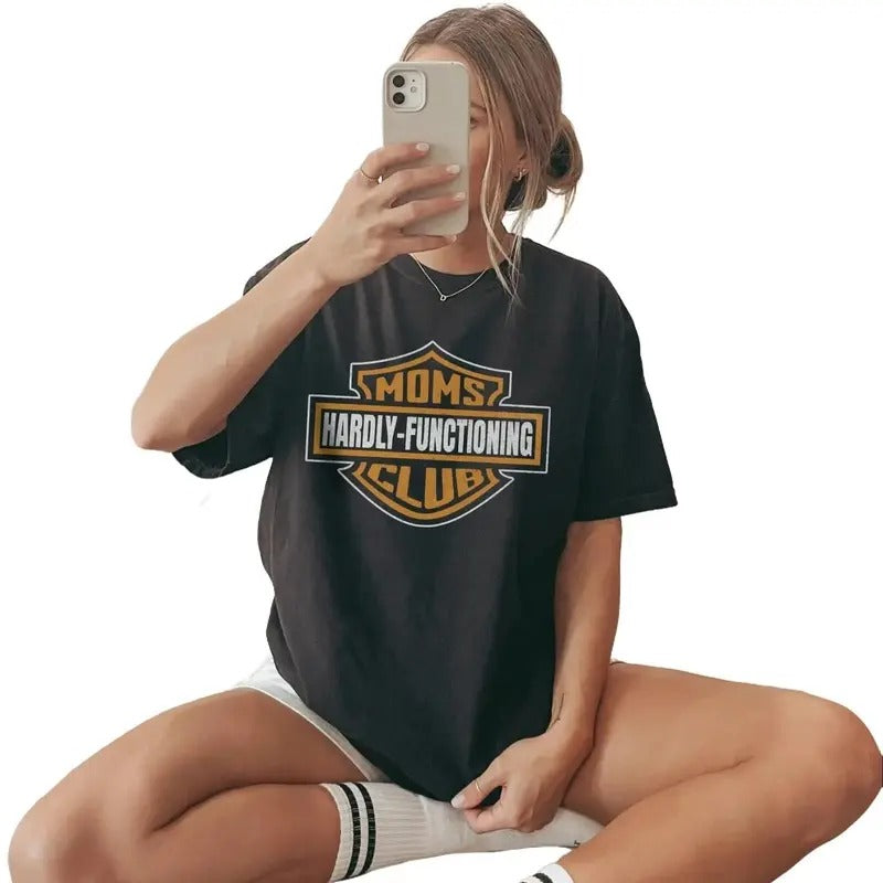 Moms Club Hardly Functioning Shirt, Tired Moms Club Bad Moms Club Motorcycle Mom Cool Moms Club Trendy Mama Shirt Hoodie,...