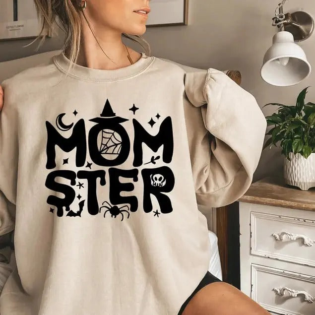Momster Halloween Sweatshirt, Momster Shirt, Halloween Shirts for Women, Halloween Crewneck,Halloween Sweater,Funny...