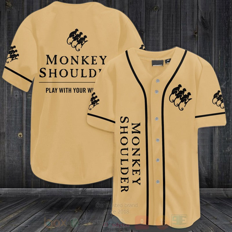 FASHION Monkey Shoulder Baseball Jerseys Botton Shirt