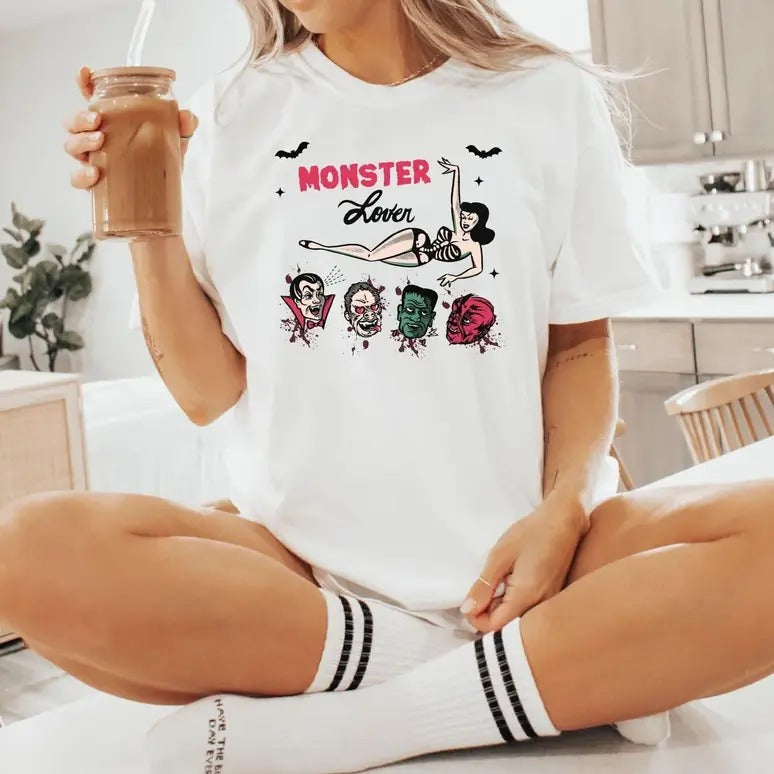 Monster Lover shirt, Halloween Tee, Cute Monster Shirt, Obsessed With Halloween, Unisex Garment-Dyed T-shirt Hoodie,...