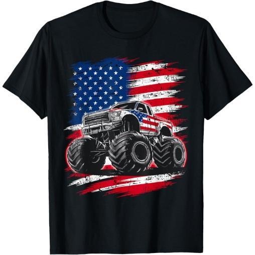 Monster Truck USA Flag American T-Shirt Made in USA Hoodie, Sweatshirt | WearSparks.com