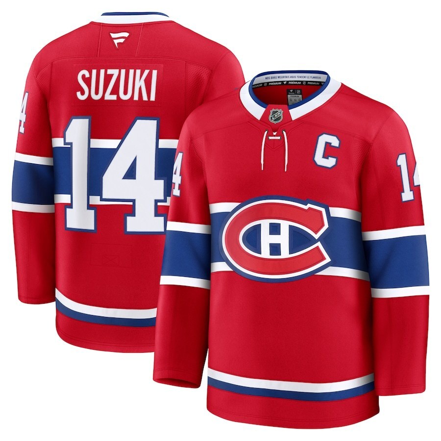 Montreal Canadiens #14 Nick Suzuki Home Premium Jersey - Red